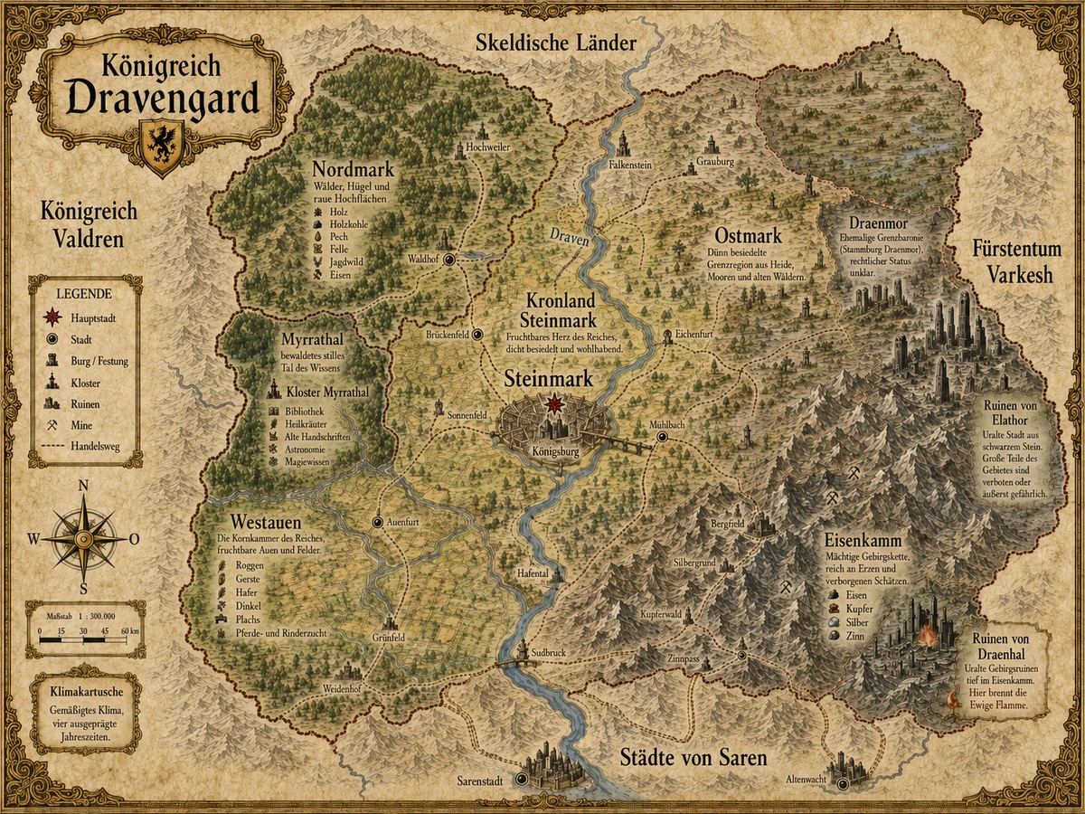 Karte des Königreichs Dravengard