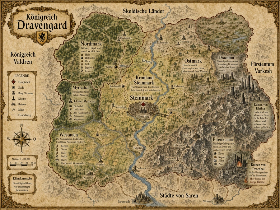 Fantasieatlas des Königreichs Dravengard