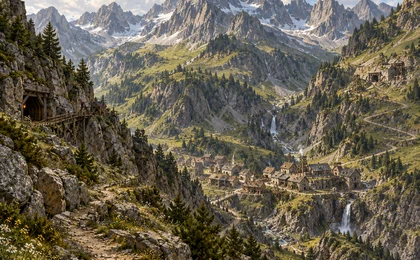 Hochgebirge des Eisenkamms mit Bergbauorten und Minen