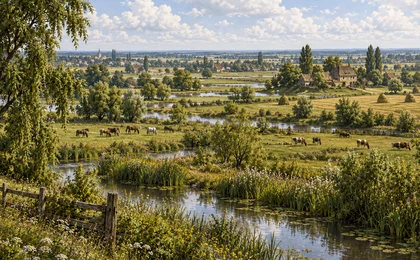 Weite Flussauen und Weideland der Westauen